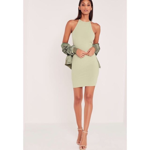 Missguided Mint Green Ribbed Dress 